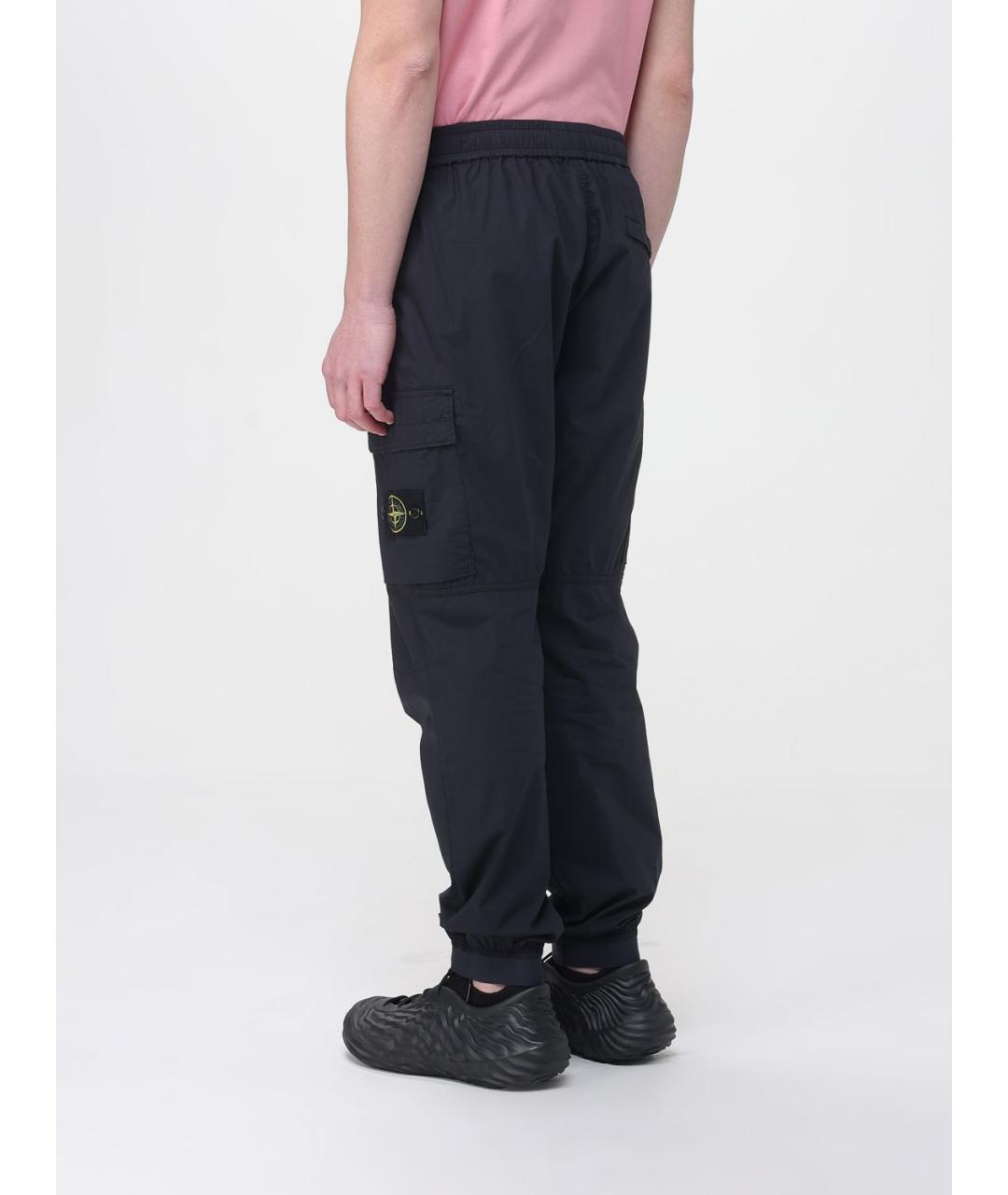 STONE ISLAND Темно-синие хлопко-эластановые повседневные брюки, фото 4