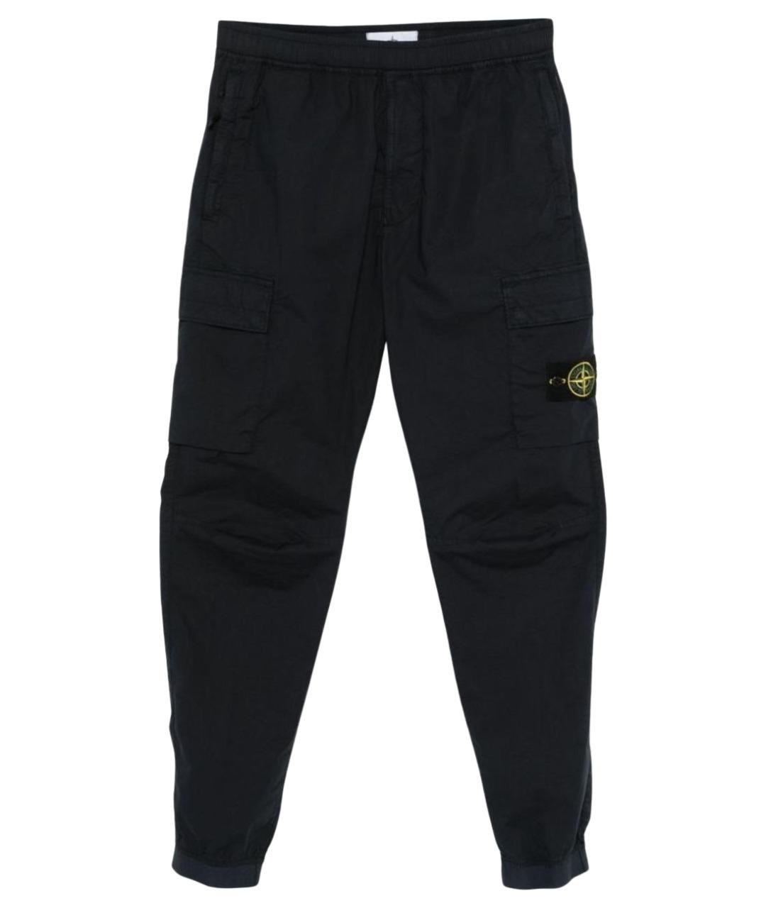 STONE ISLAND Темно-синие хлопко-эластановые повседневные брюки, фото 1