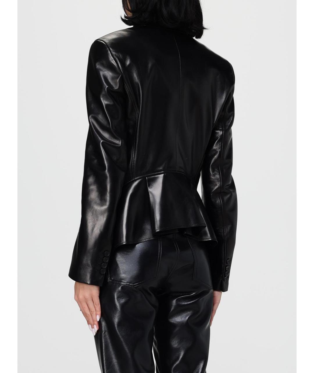 ALEXANDER MCQUEEN Черный кожаный жакет/пиджак, фото 4