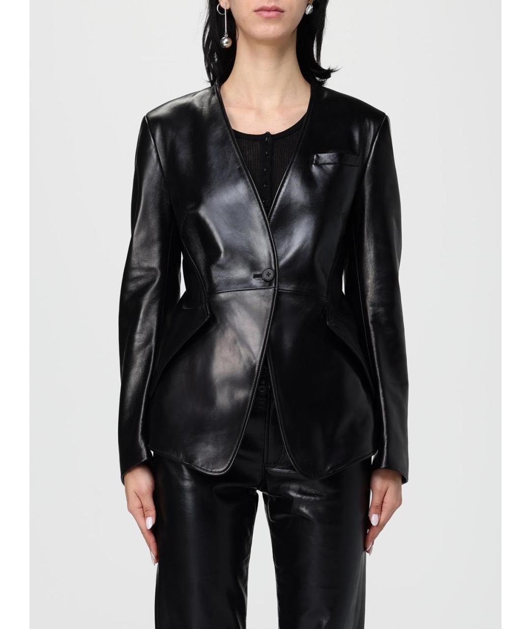 ALEXANDER MCQUEEN Черный кожаный жакет/пиджак, фото 2
