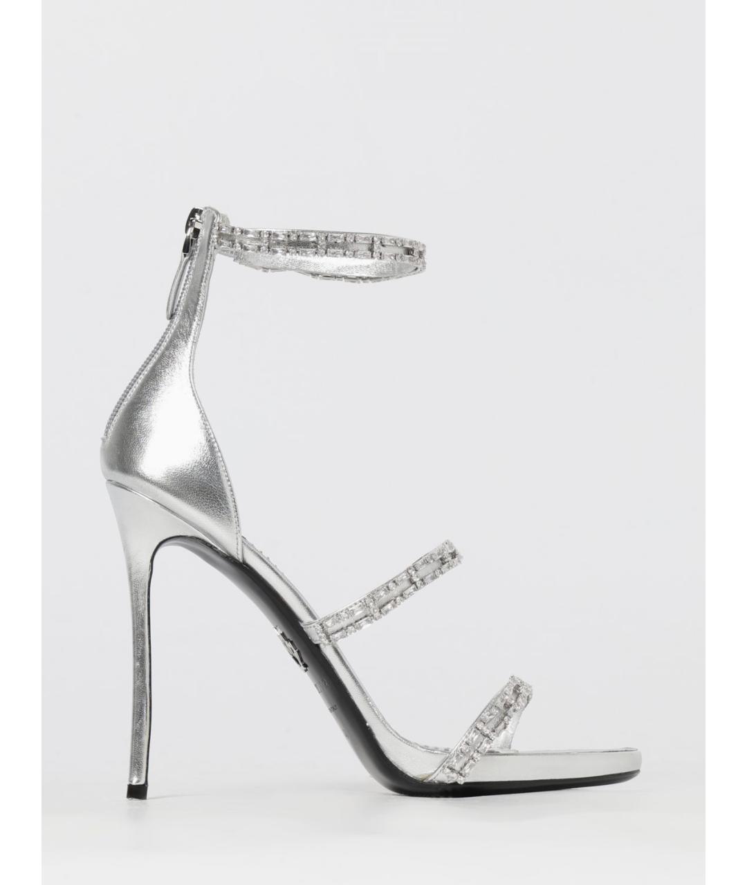 DSQUARED2 Серебряные кожаные босоножки, фото 4