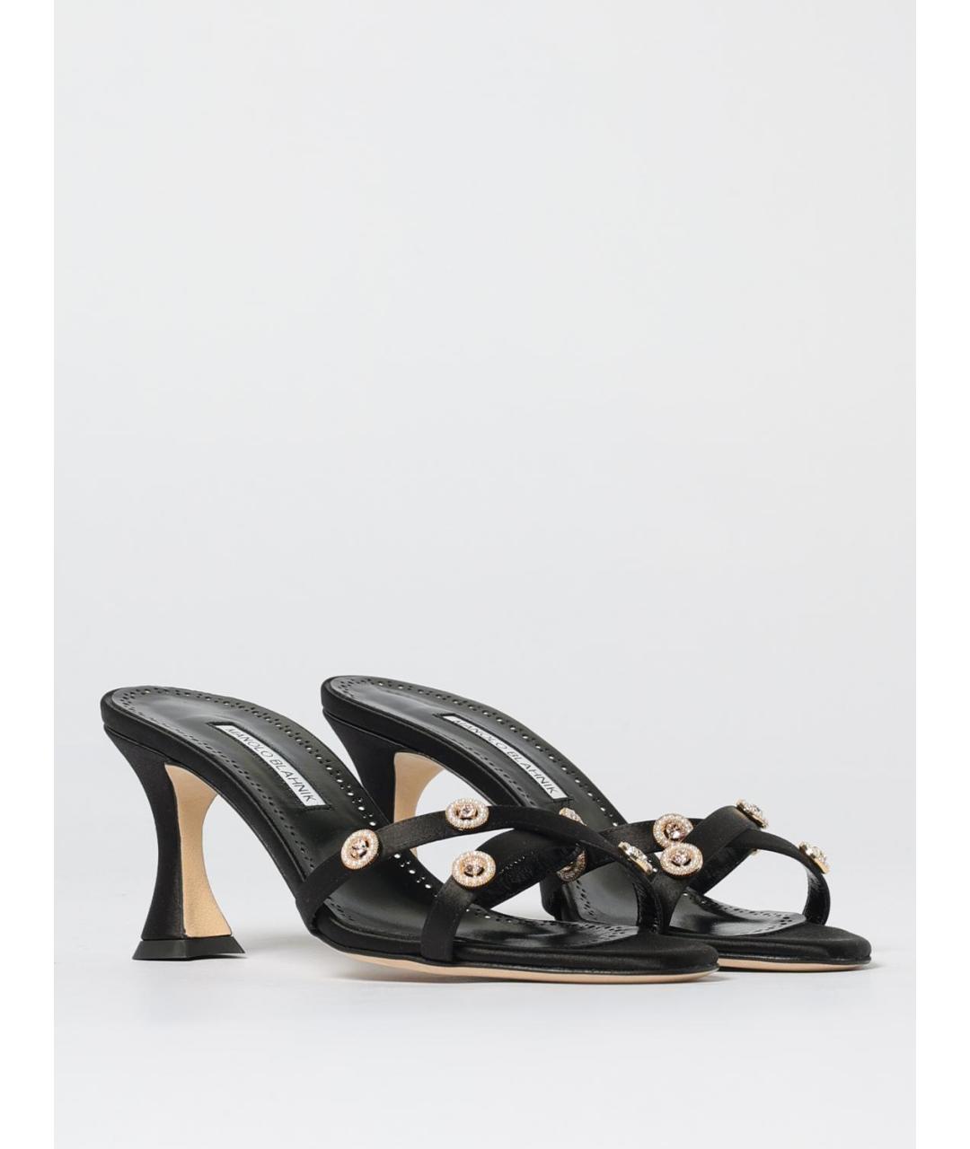 MANOLO BLAHNIK Черные текстильные сабо, фото 2