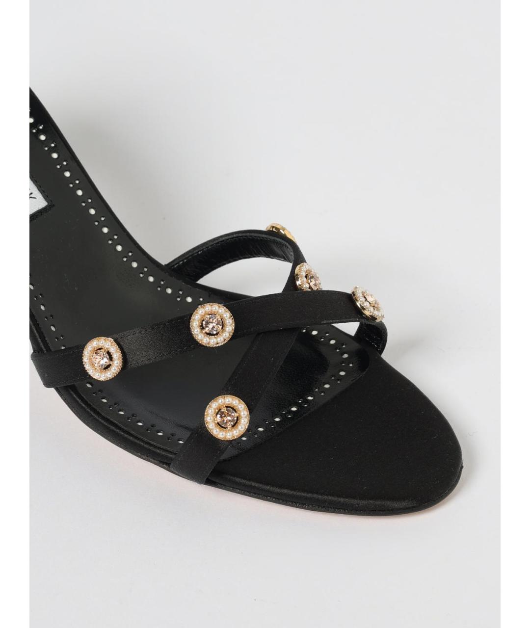 MANOLO BLAHNIK Черные текстильные сабо, фото 4