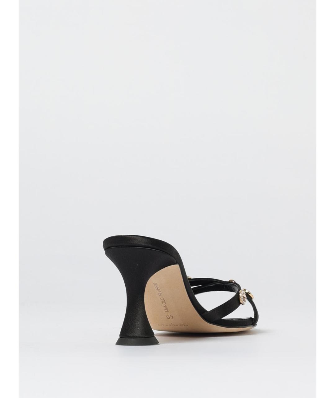 MANOLO BLAHNIK Черные текстильные сабо, фото 3