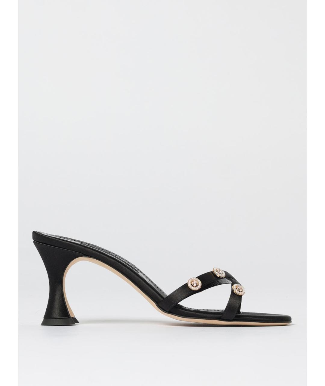 MANOLO BLAHNIK Черные текстильные сабо, фото 5