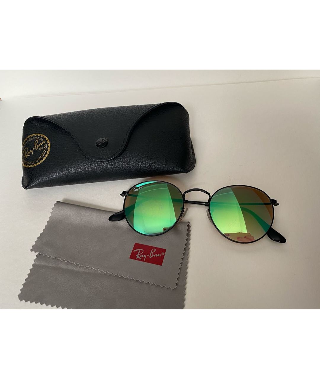 RAY BAN Зеленые металлические солнцезащитные очки, фото 4