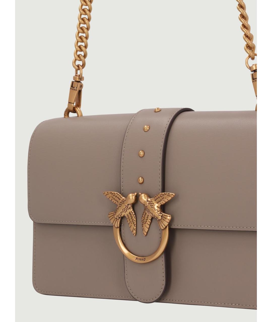 PINKO Бежевая кожаная сумка через плечо, фото 3