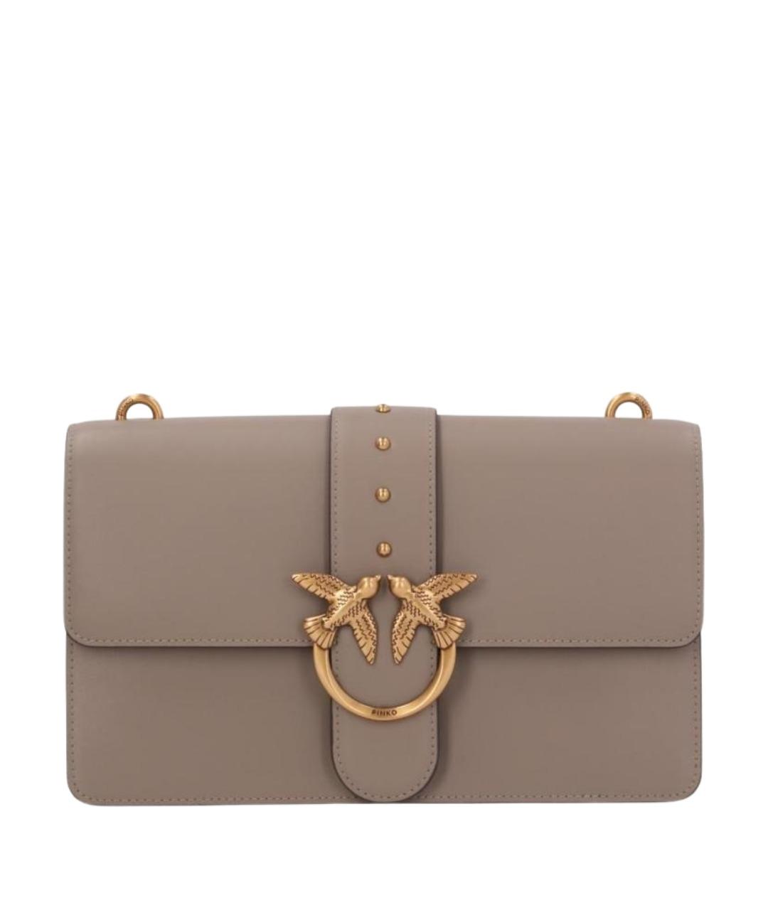 PINKO Бежевая кожаная сумка через плечо, фото 1