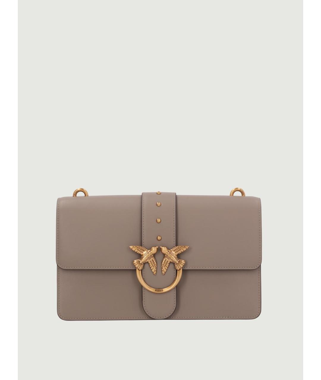 PINKO Бежевая кожаная сумка через плечо, фото 4