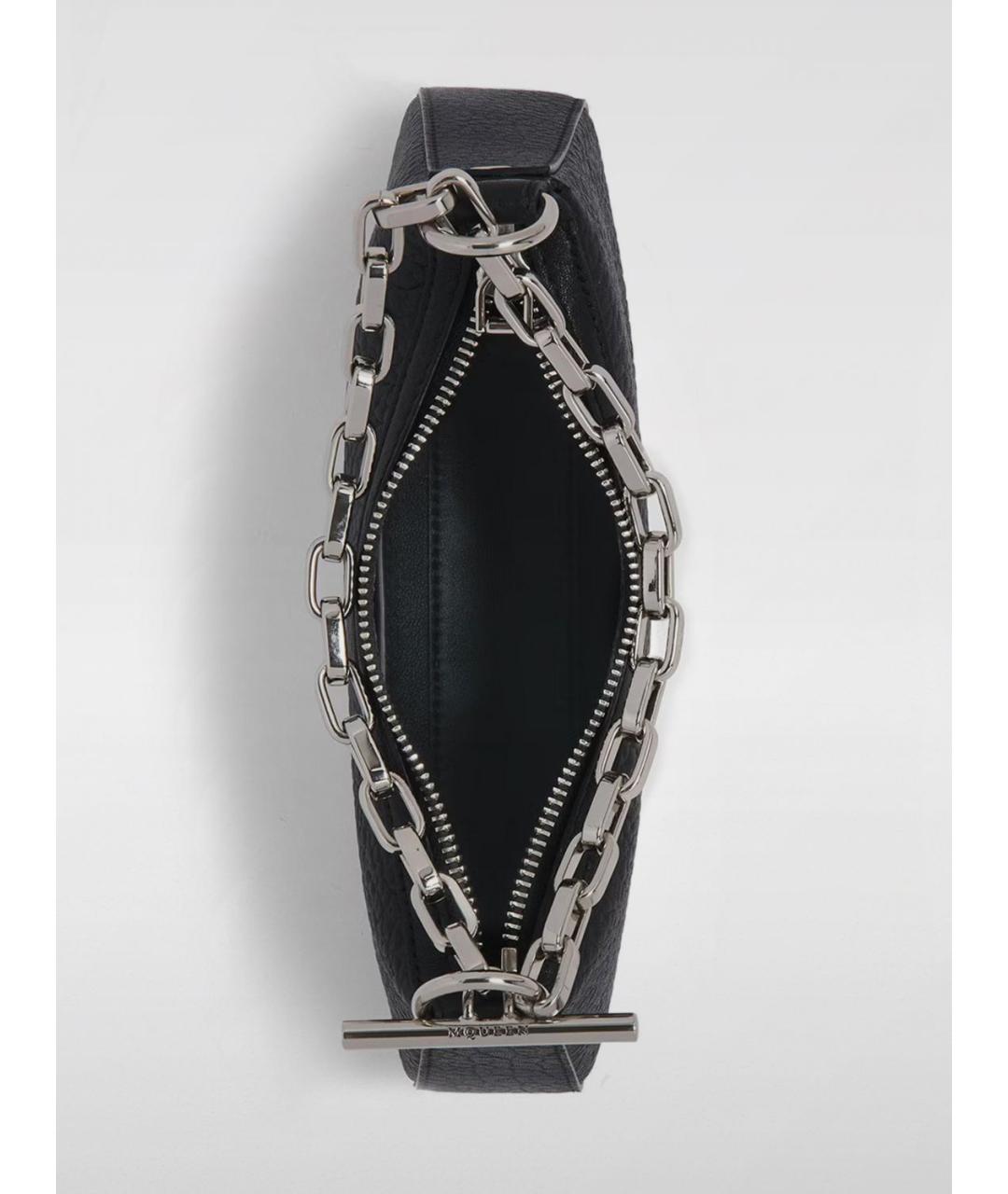 ALEXANDER MCQUEEN Черная кожаная сумка через плечо, фото 4