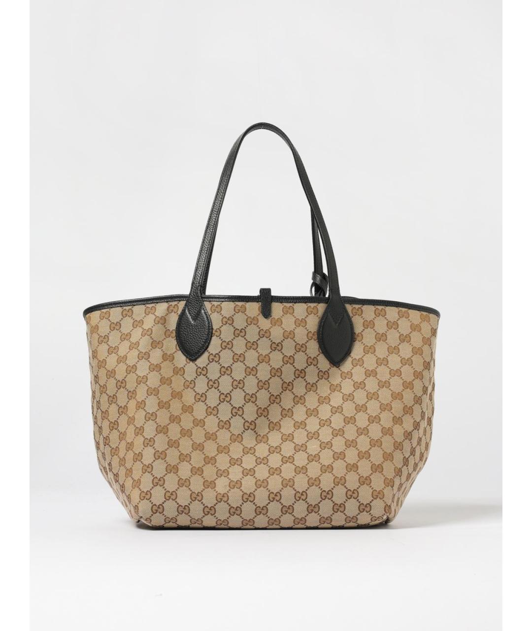 GUCCI Черная кожаная сумка тоут, фото 6