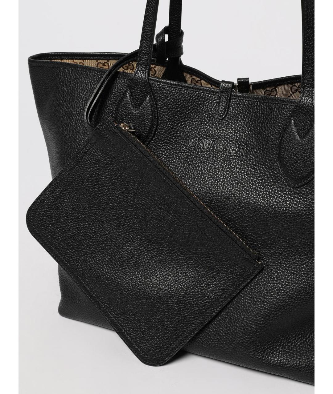 GUCCI Черная кожаная сумка тоут, фото 4