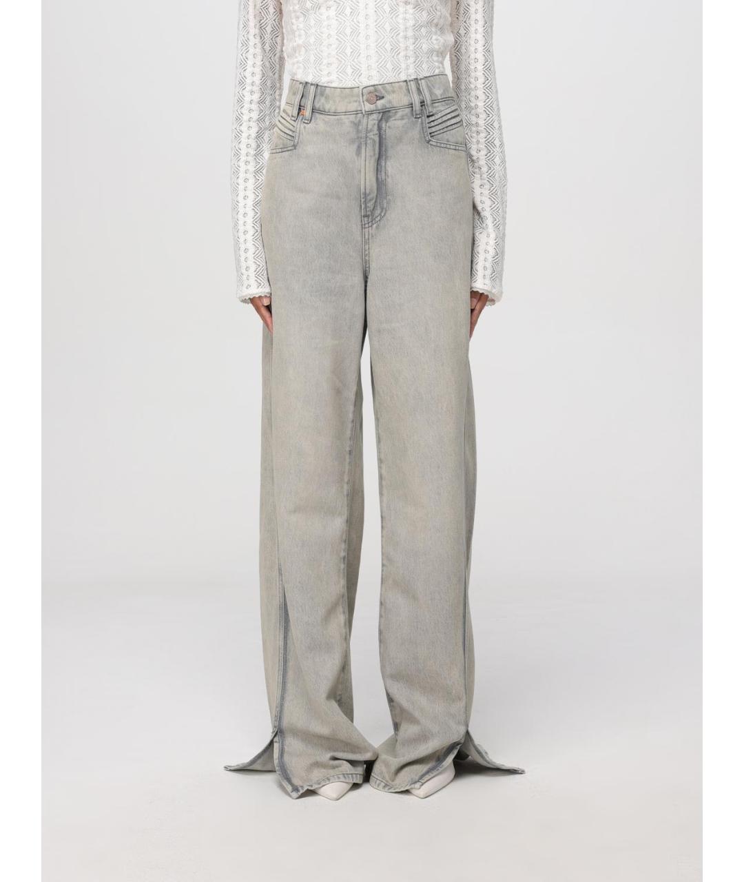 HUGO BOSS Серые хлопко-лиоцелловые прямые джинсы, фото 4
