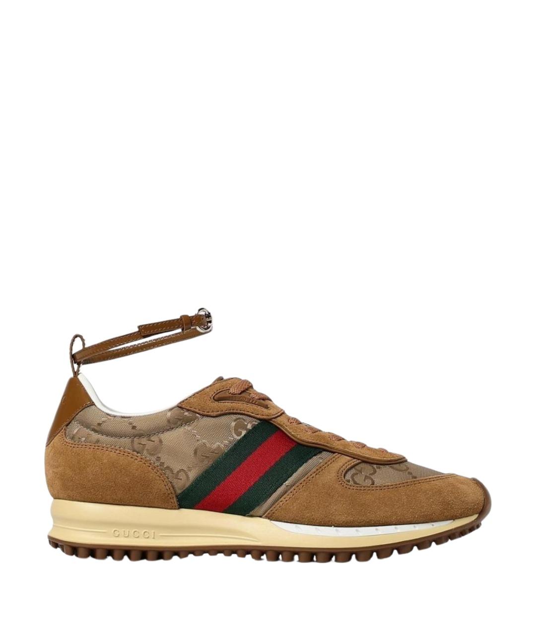 GUCCI Бежевые кожаные кроссовки, фото 1