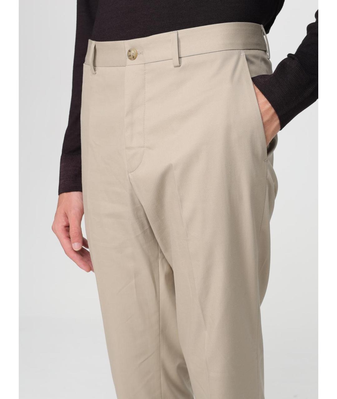 HUGO BOSS Бежевые хлопковые повседневные брюки, фото 3