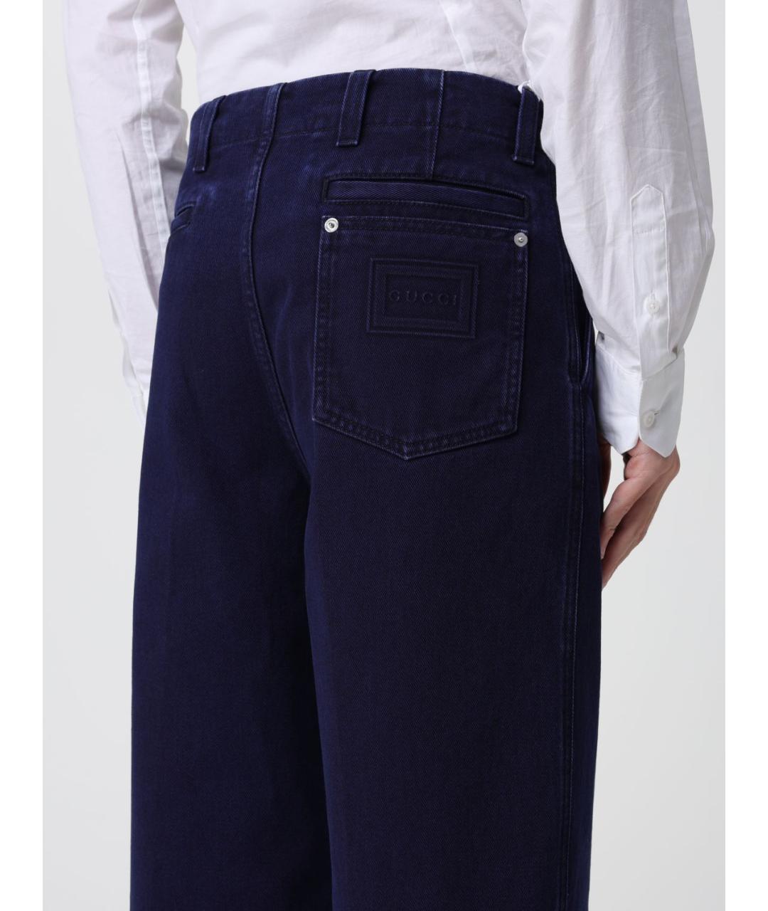 GUCCI Синие хлопковые повседневные брюки, фото 5