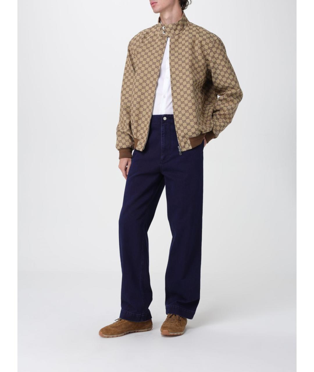 GUCCI Синие хлопковые повседневные брюки, фото 2