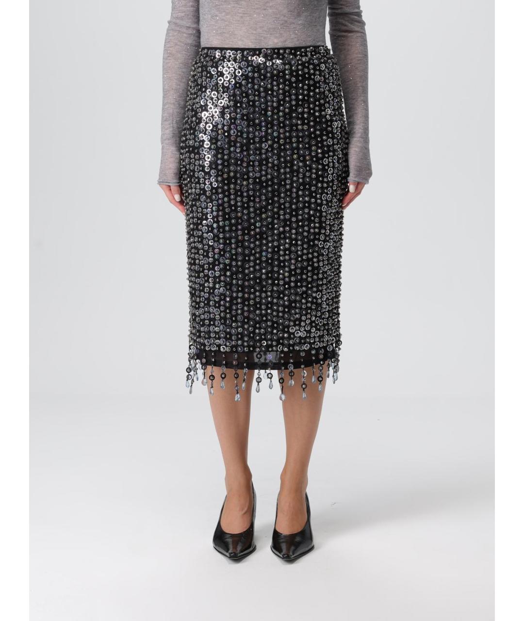 PINKO Темно-синяя полиэстеровая юбка миди, фото 4