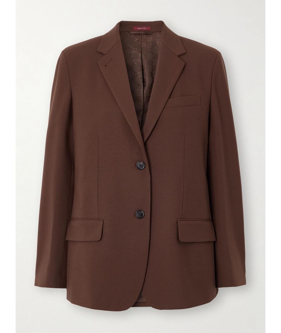 GUCCI Коричневый шерстяной жакет/пиджак, фото 7