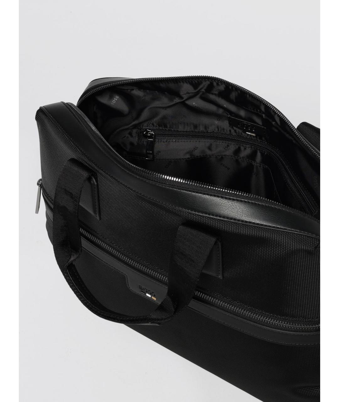 HUGO BOSS Черная синтетическая сумка тоут, фото 4