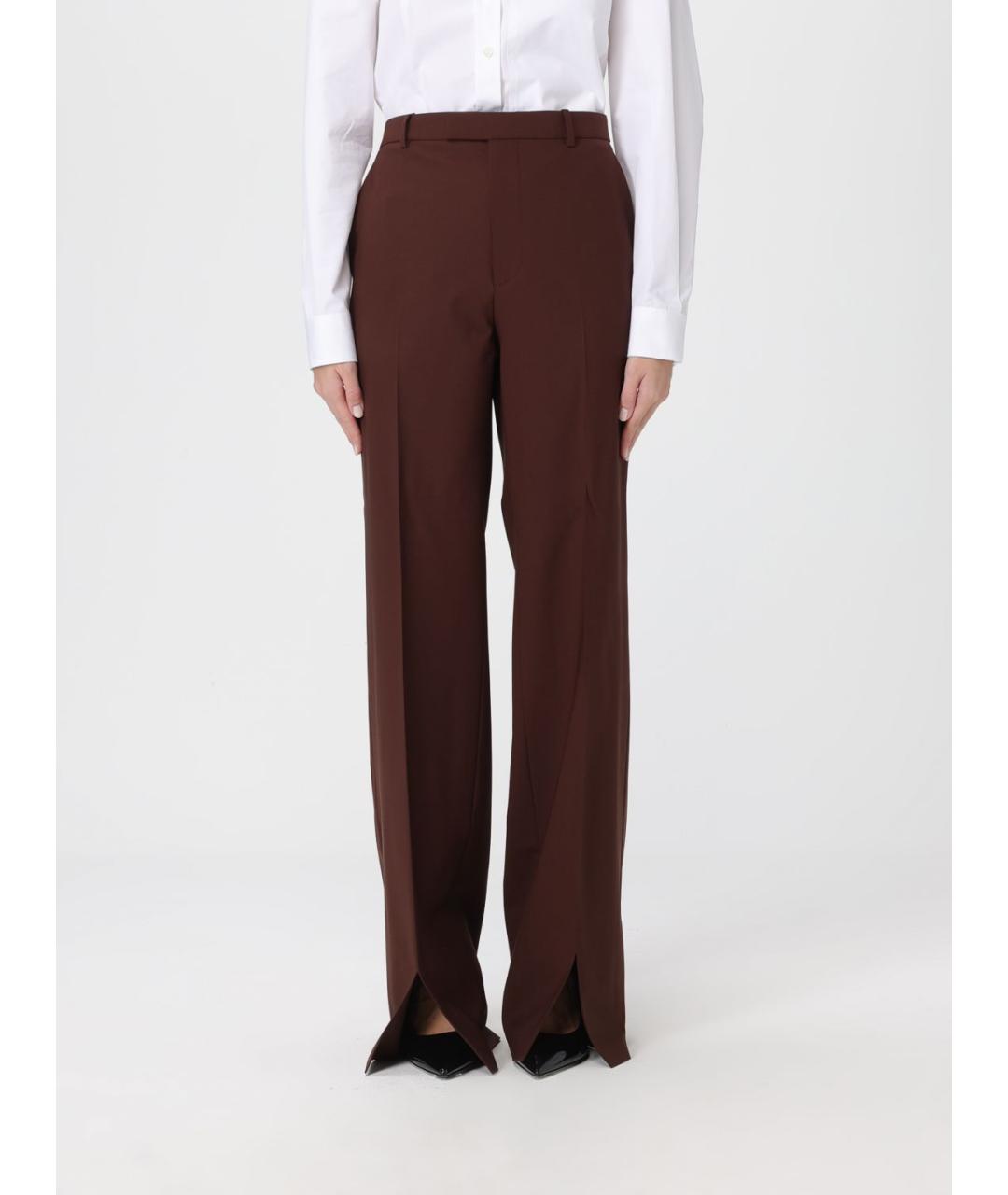 GUCCI Коричневые шерстяные прямые брюки, фото 6