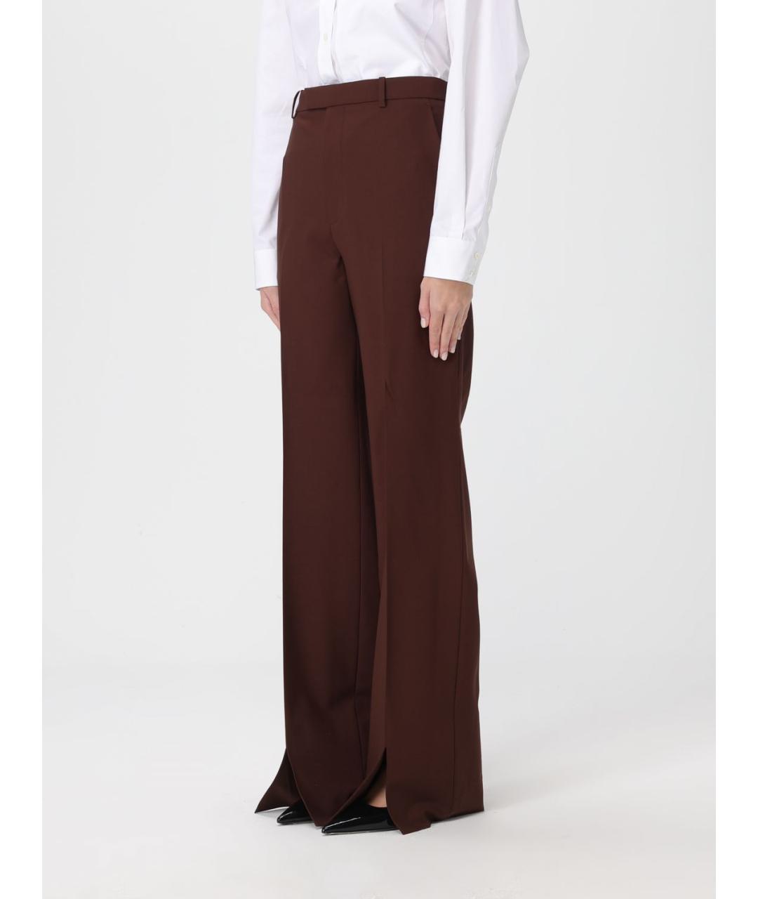 GUCCI Коричневые шерстяные прямые брюки, фото 4