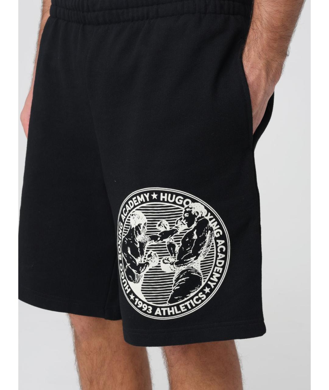 HUGO Черные хлопковые шорты, фото 3
