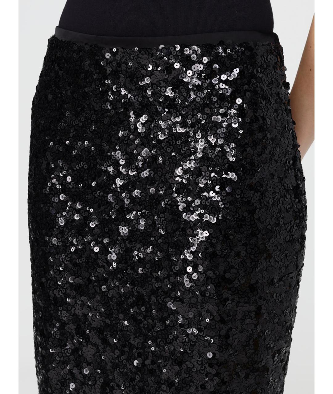PINKO Черная полиэстеровая юбка миди, фото 3
