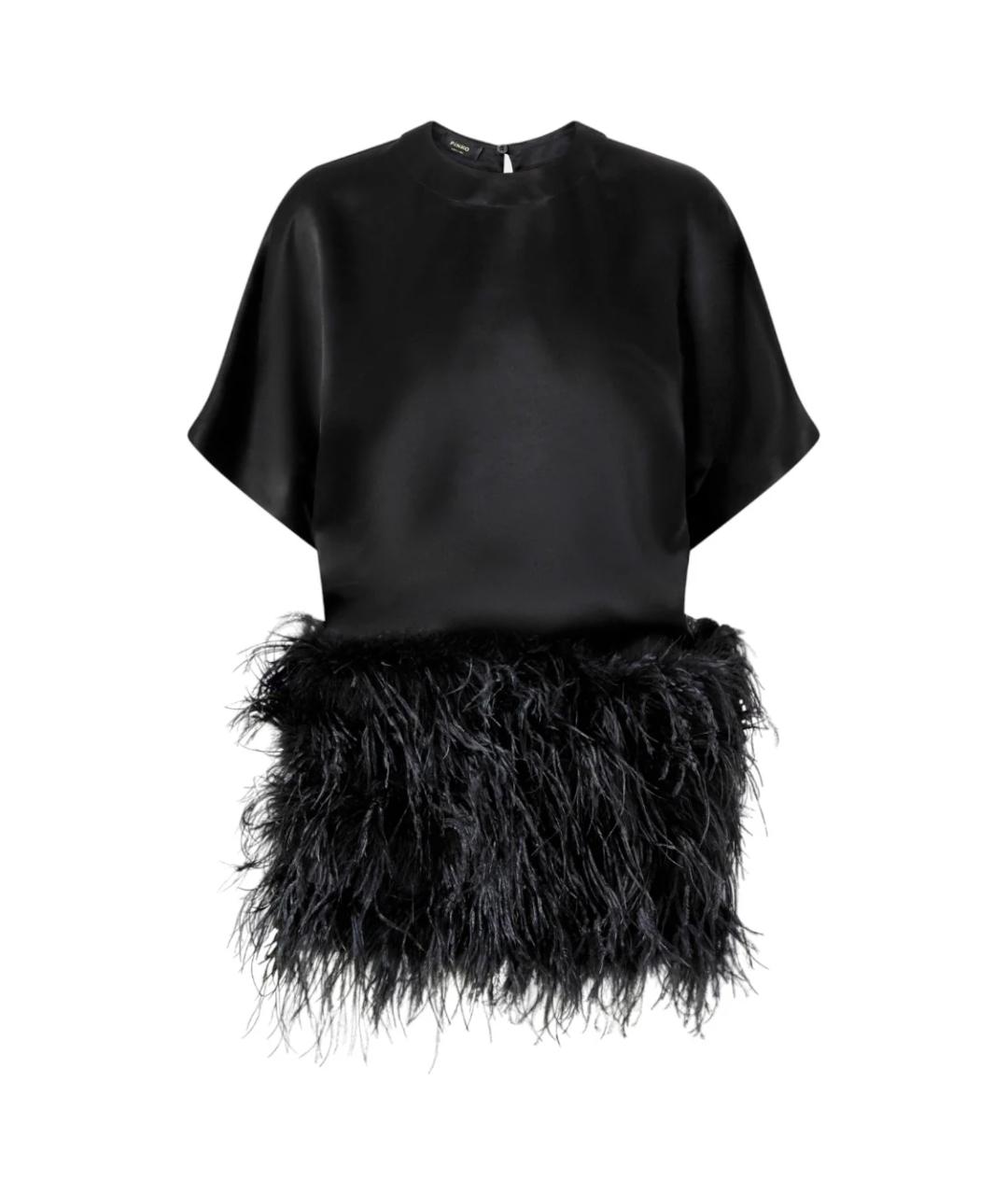 PINKO Черное атласное платье, фото 1