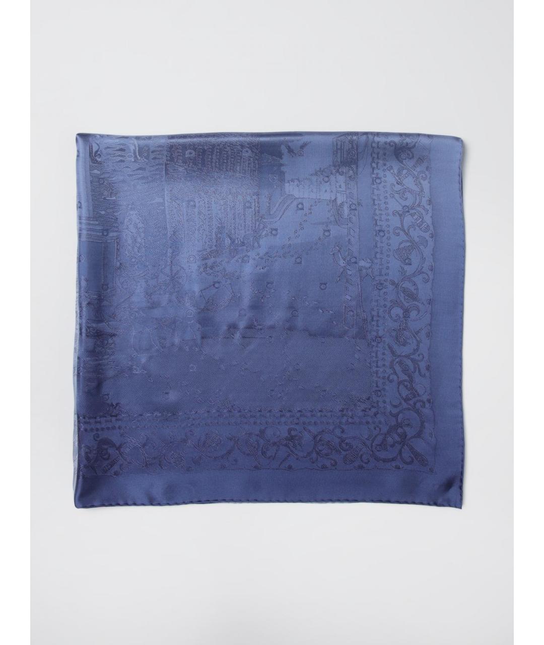 FERRAGAMO Синий шелковый шарф, фото 4