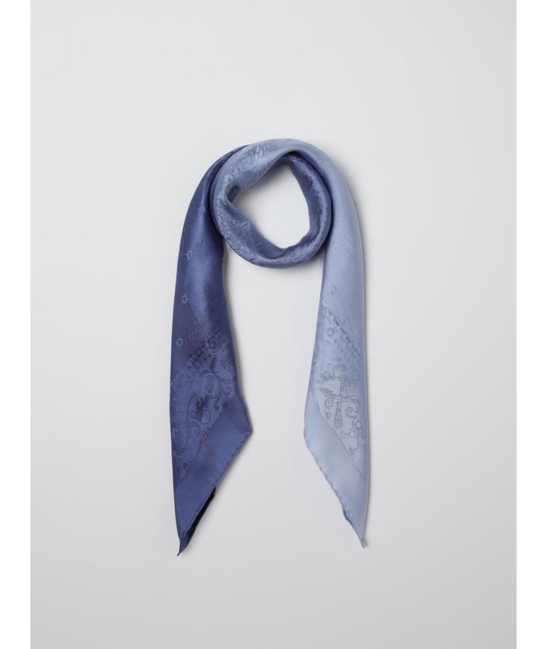 FERRAGAMO Синий шелковый шарф, фото 2
