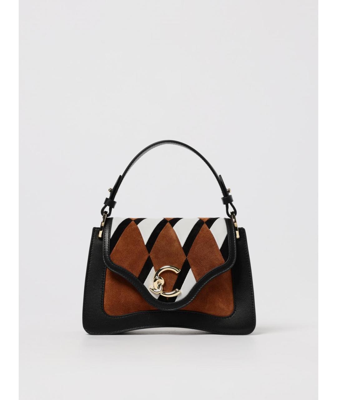 COCCINELLE Коричневая кожаная сумка с короткими ручками, фото 4