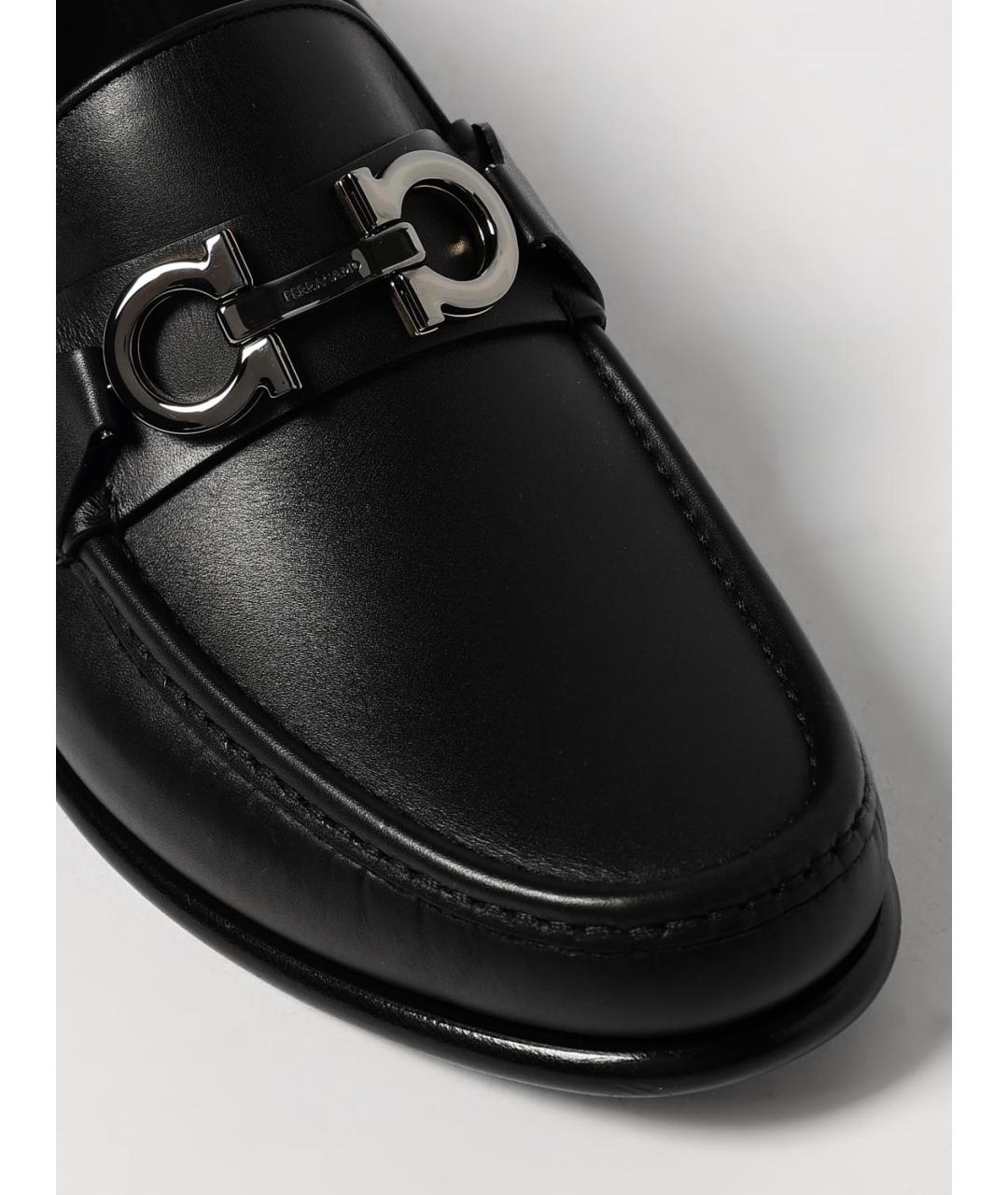 FERRAGAMO Черные кожаные лоферы, фото 4