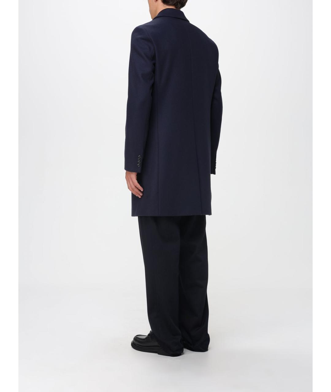 HUGO Темно-синее шерстяное пальто, фото 2