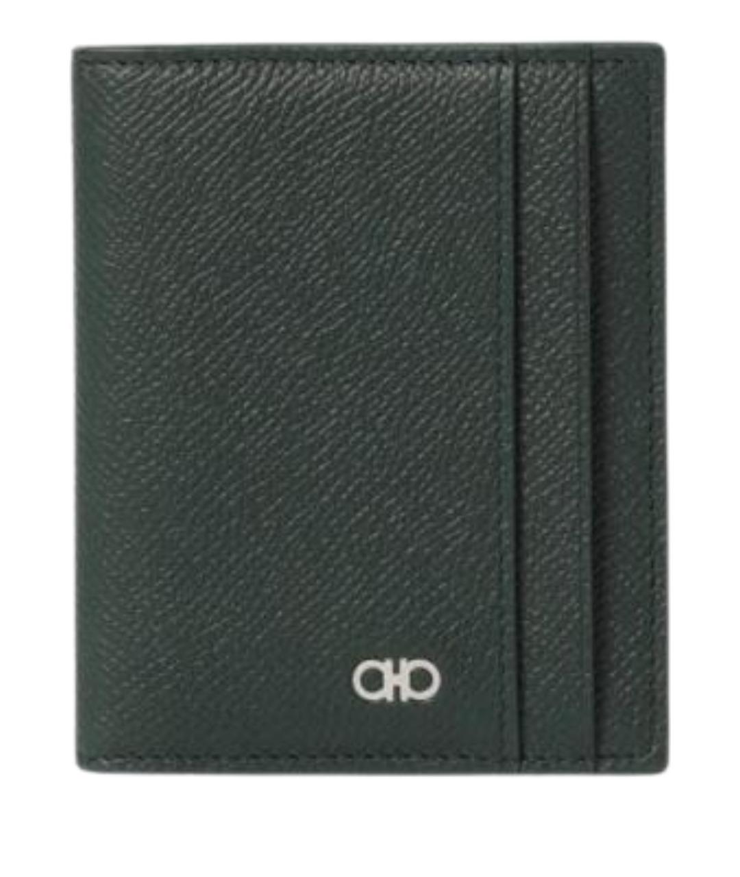 FERRAGAMO Зеленый кожаный кардхолдер, фото 1