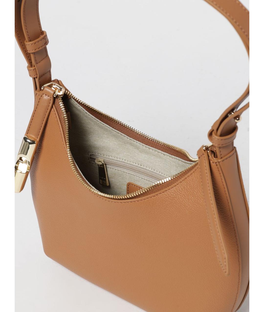 FURLA Коричневая кожаная сумка через плечо, фото 4