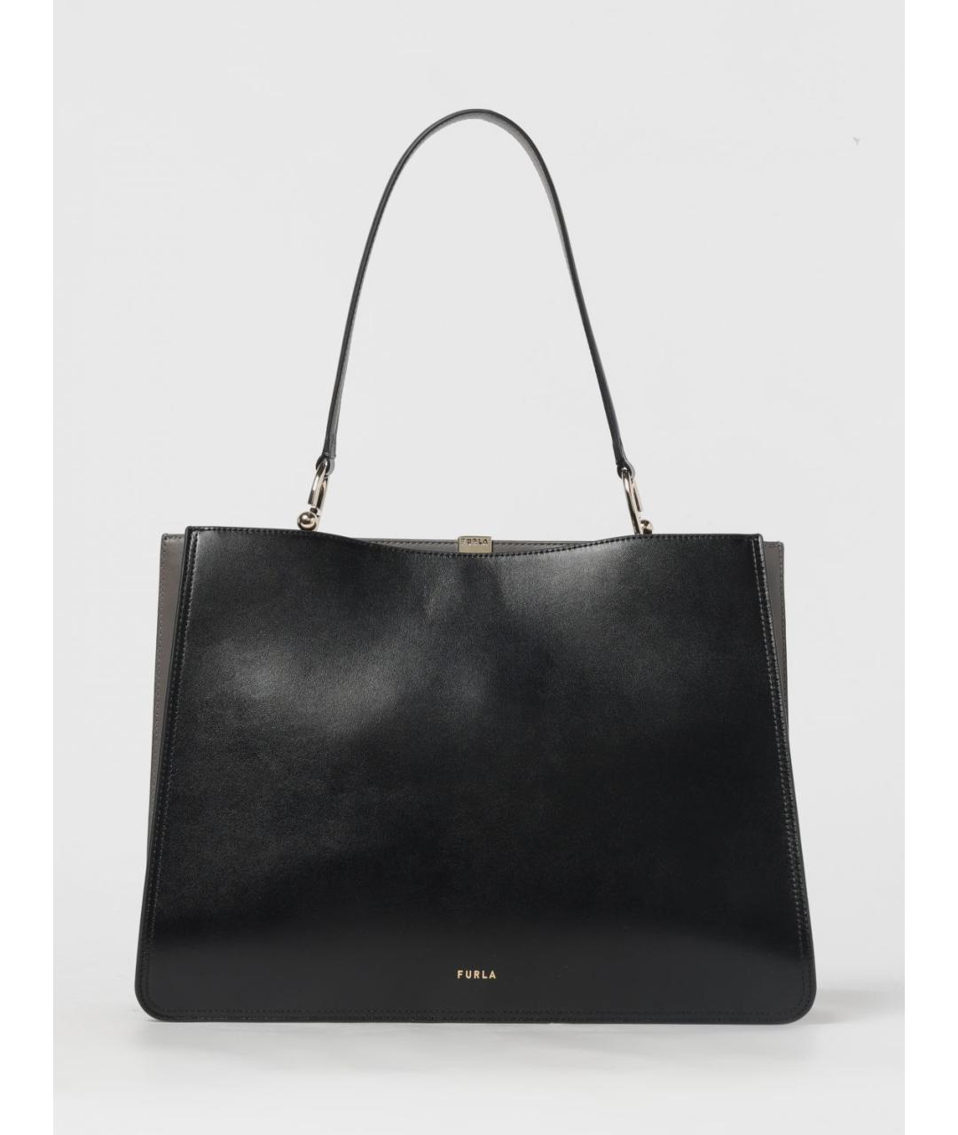 FURLA Черная кожаная сумка тоут, фото 4