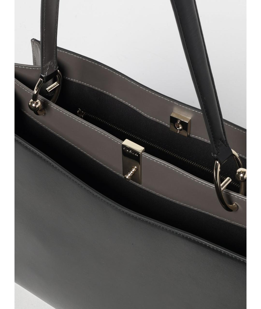 FURLA Черная кожаная сумка тоут, фото 3