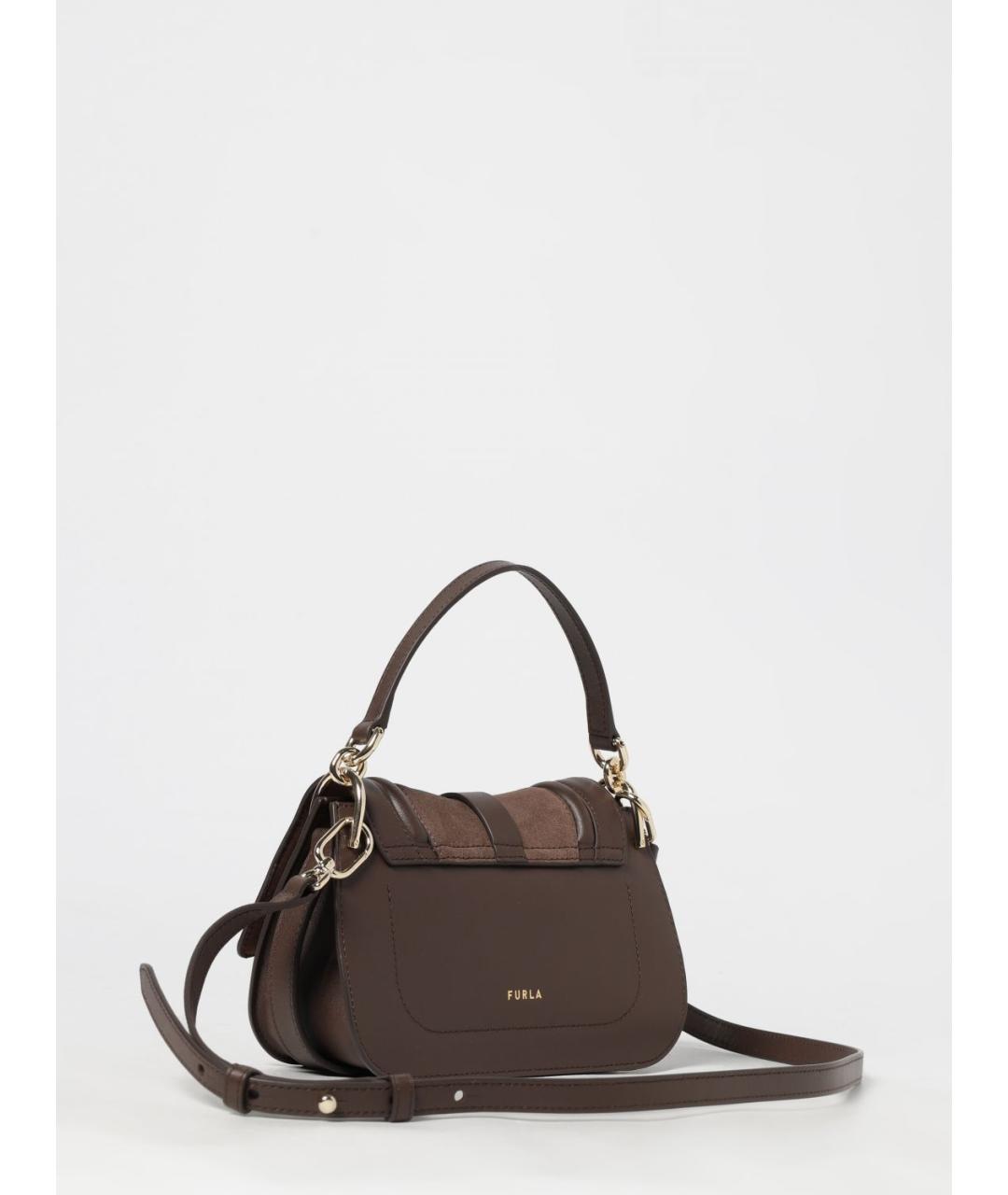 FURLA Коричневая кожаная сумка через плечо, фото 2