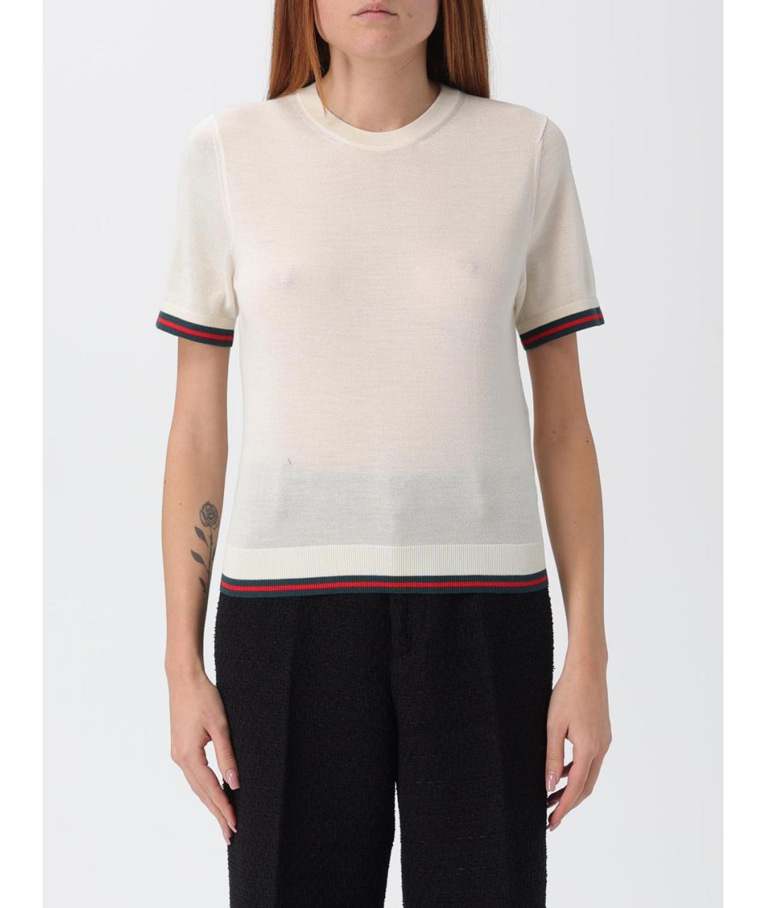 GUCCI Белая шерстяная футболка, фото 6