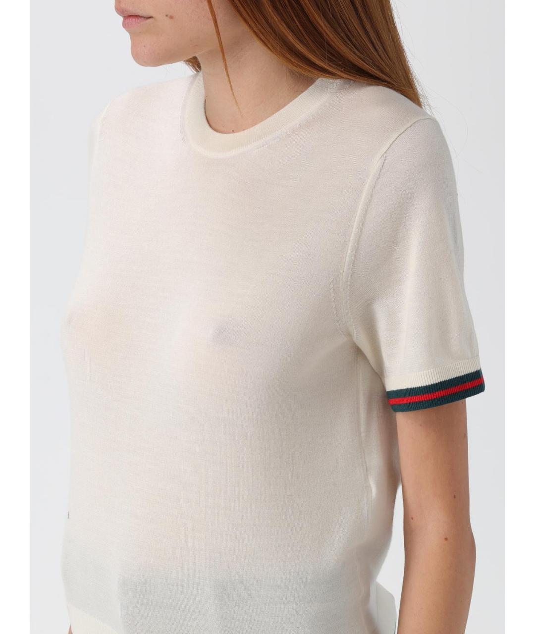 GUCCI Белая шерстяная футболка, фото 5