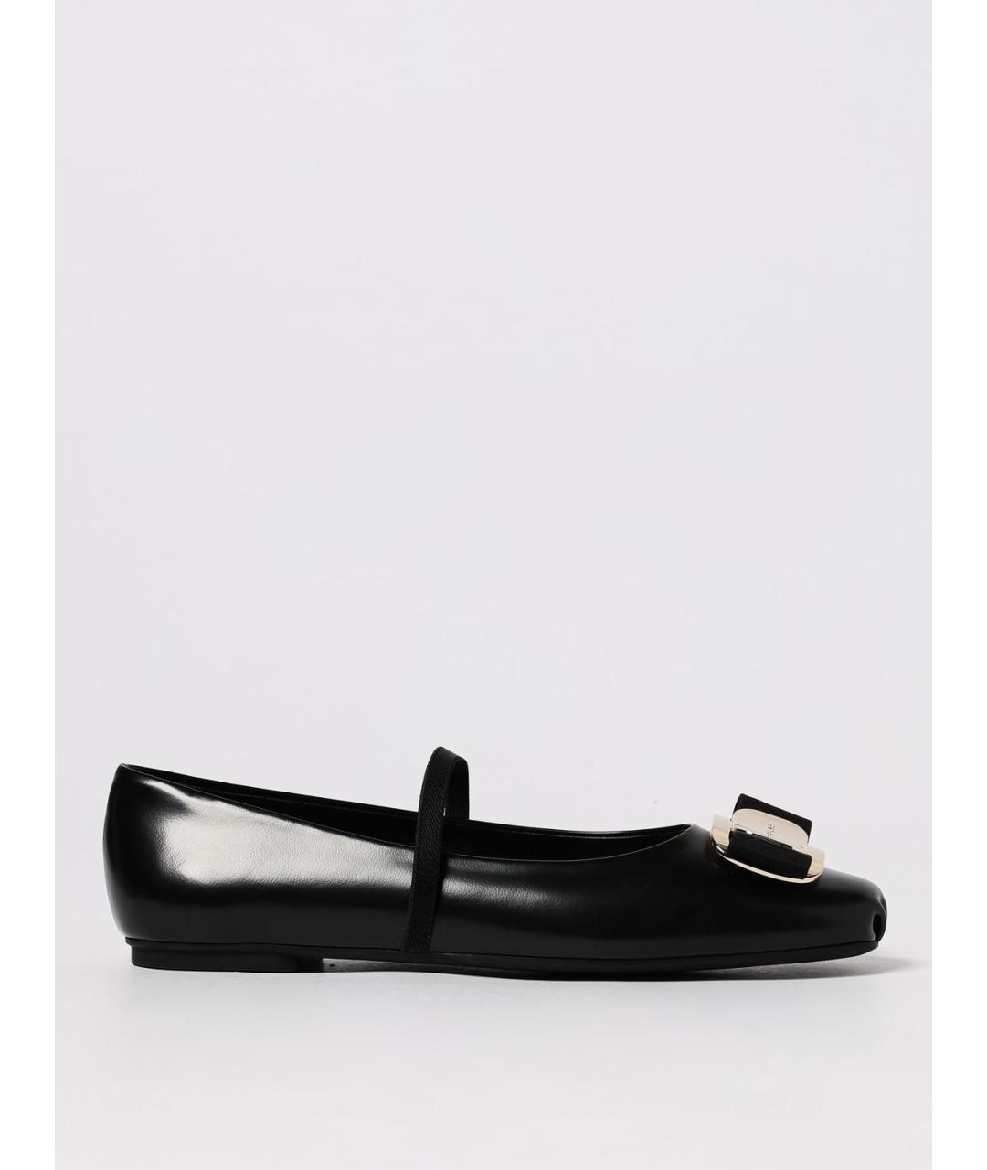 FERRAGAMO Черные кожаные балетки, фото 5
