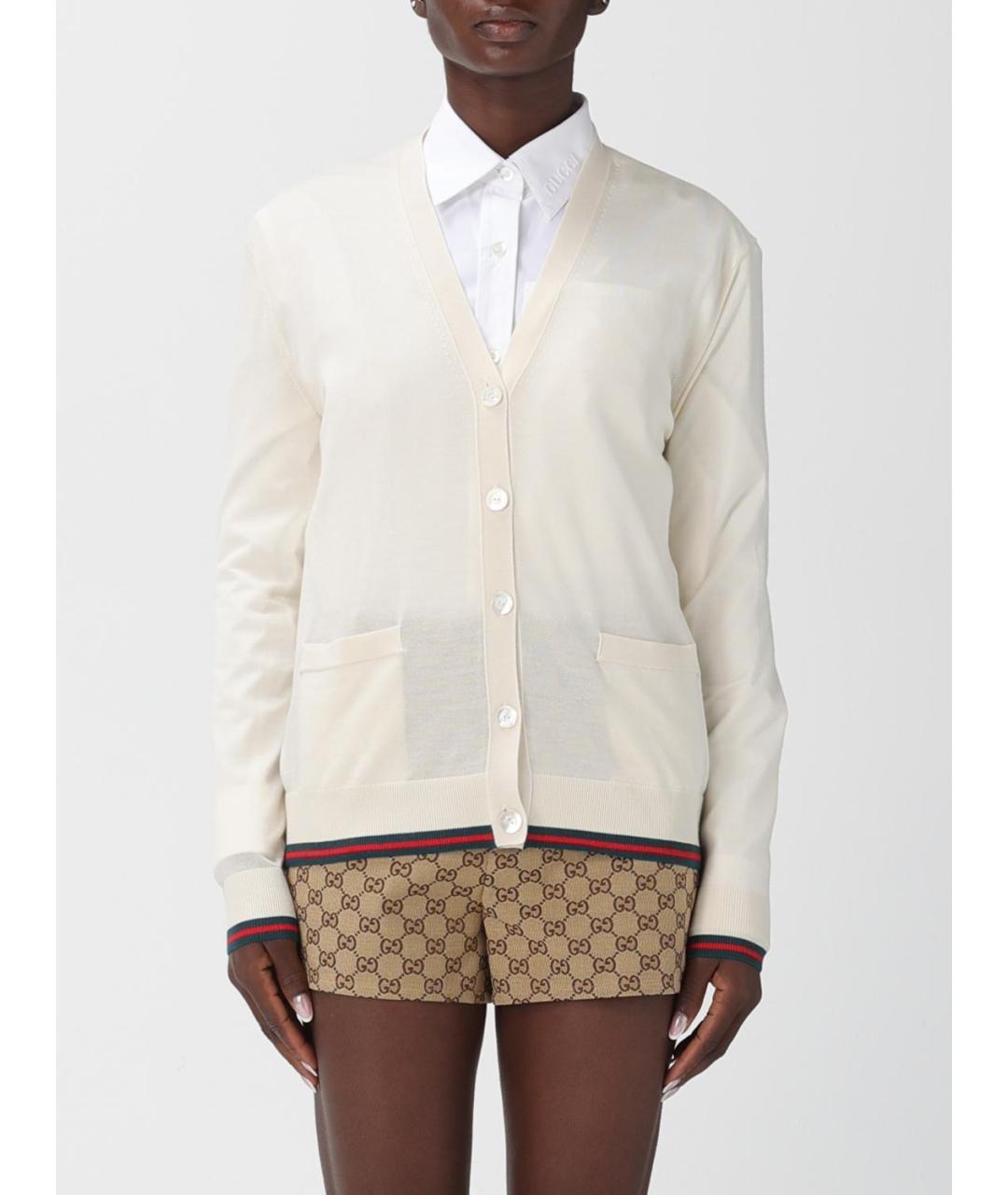 GUCCI Белый кашемировый кардиган, фото 6