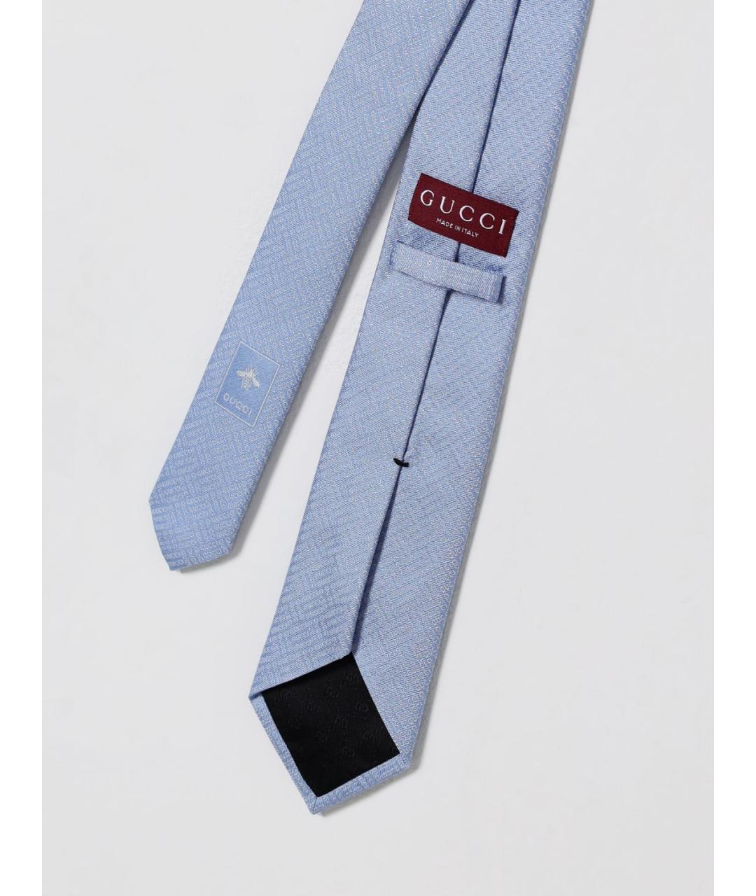 GUCCI Голубой шелковый галстук, фото 2