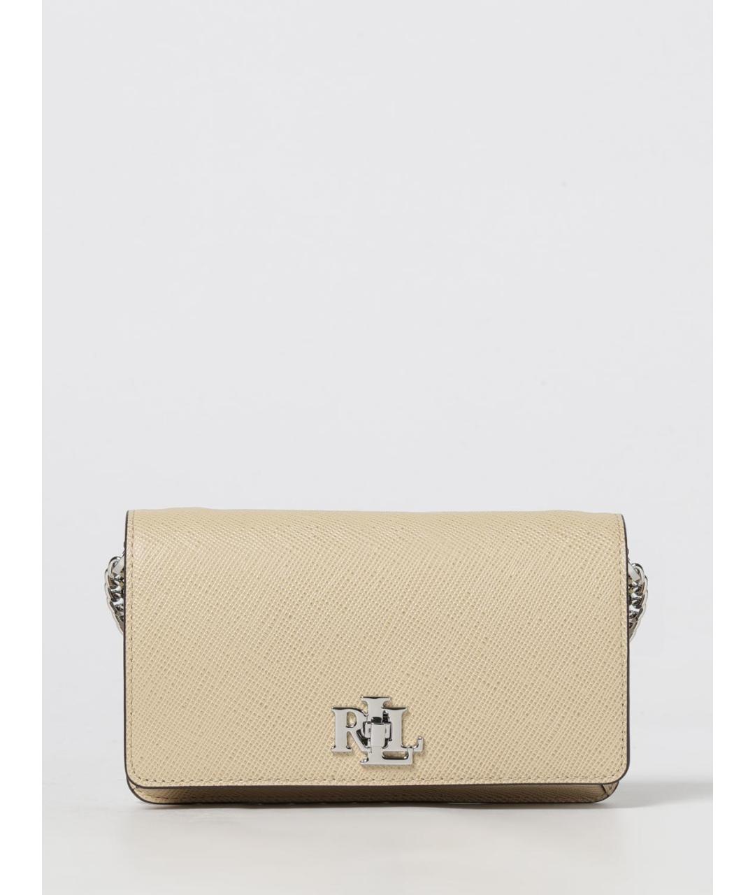 RALPH LAUREN Бежевая кожаная сумка через плечо, фото 4