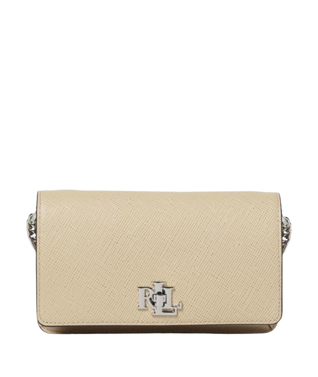 RALPH LAUREN Бежевая кожаная сумка через плечо, фото 1