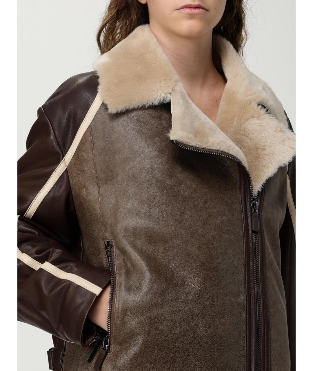 EMPORIO ARMANI Коричневая кожаная дубленка, фото 5