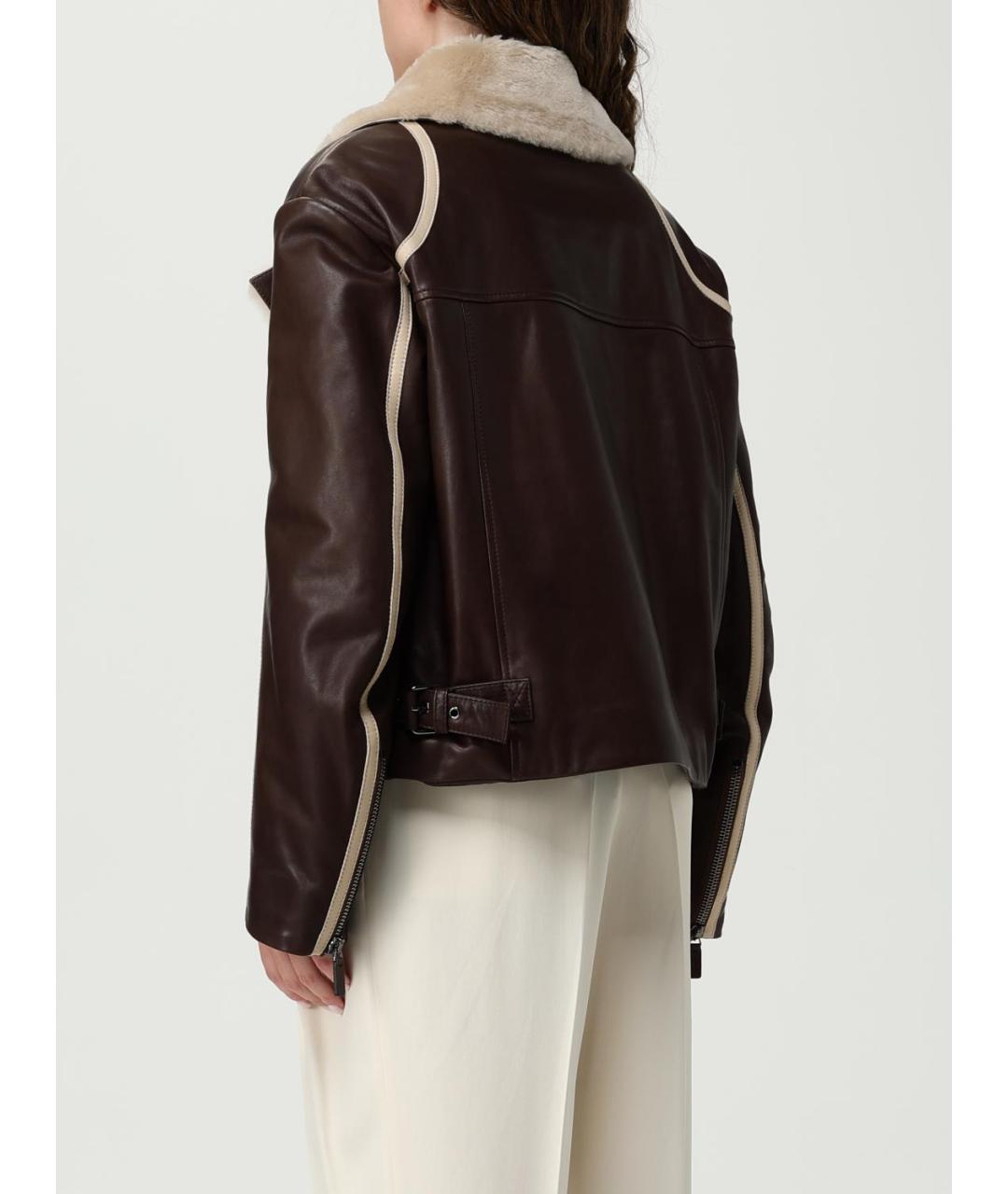 EMPORIO ARMANI Коричневая кожаная дубленка, фото 3