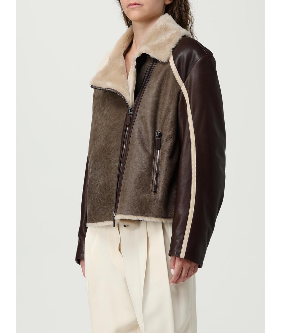 EMPORIO ARMANI Коричневая кожаная дубленка, фото 4