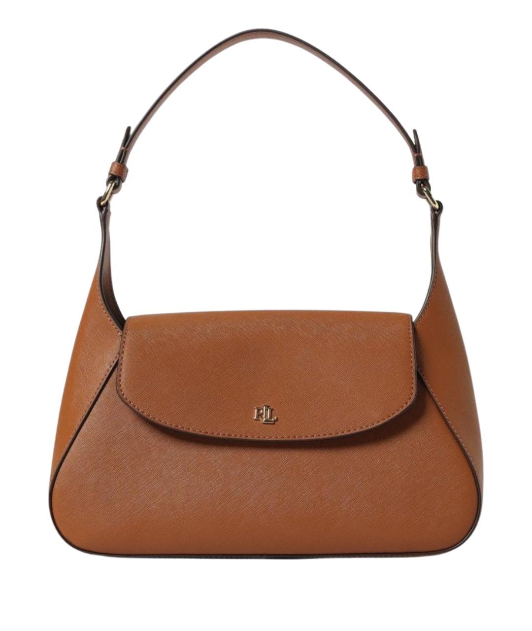 RALPH LAUREN Коричневая кожаная сумка через плечо, фото 1